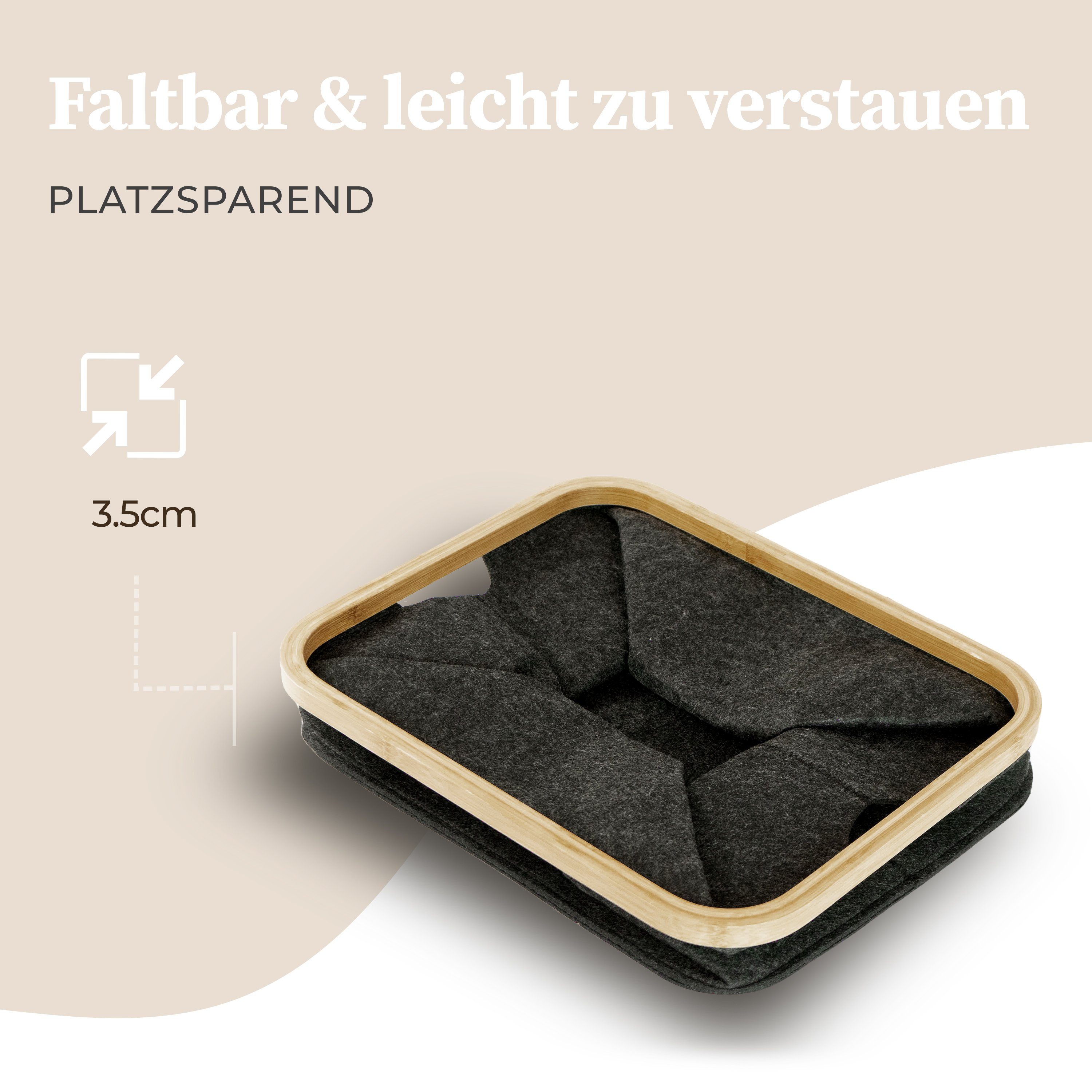 HENNEZ Wäschekorb, Aufbewahrungskorb 40l Körbe Grau kompatibel IKEA KALLAX Regal, Korb zur Holz Aufbewahrung Bambus