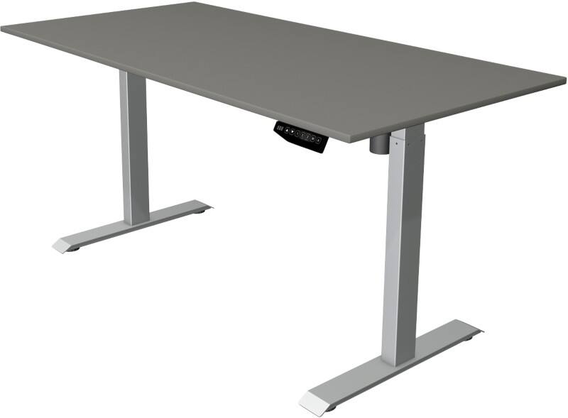 Kerkmann Move 1 Rechteckig Elektronisch Höhenverstellbarer Sitz-Stehschreibtisch Melamin, Stahl Graphit, Silber 1600 x 800 x 1230 mm