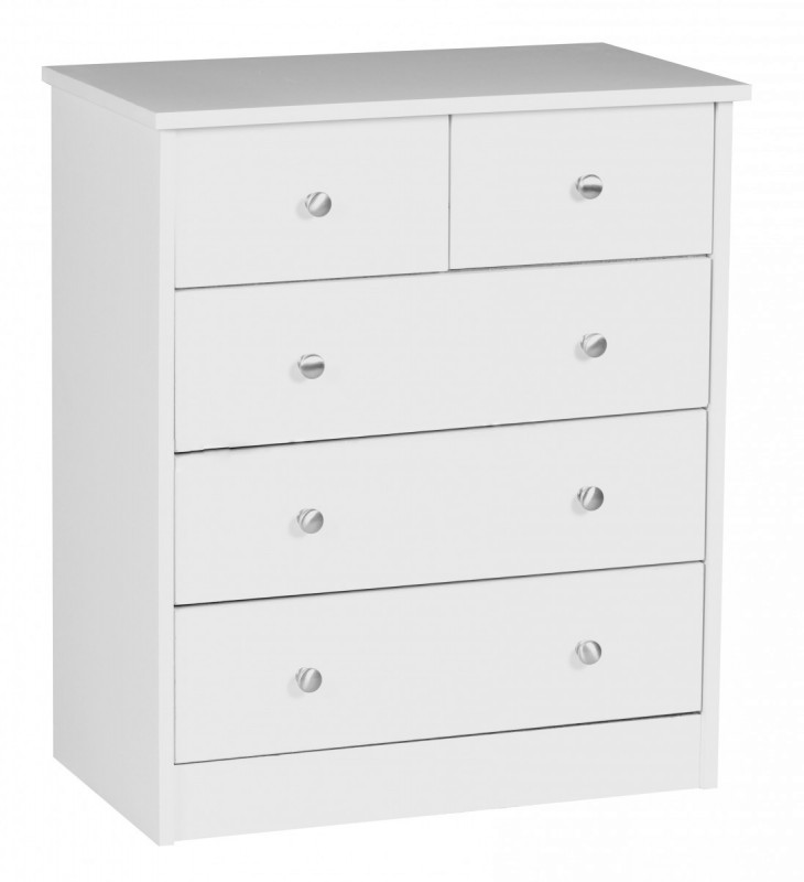 Wohnling Kommode Weiß 60 x 70 x 35 cm Sideboard Anrichte mit 5 Schubläden