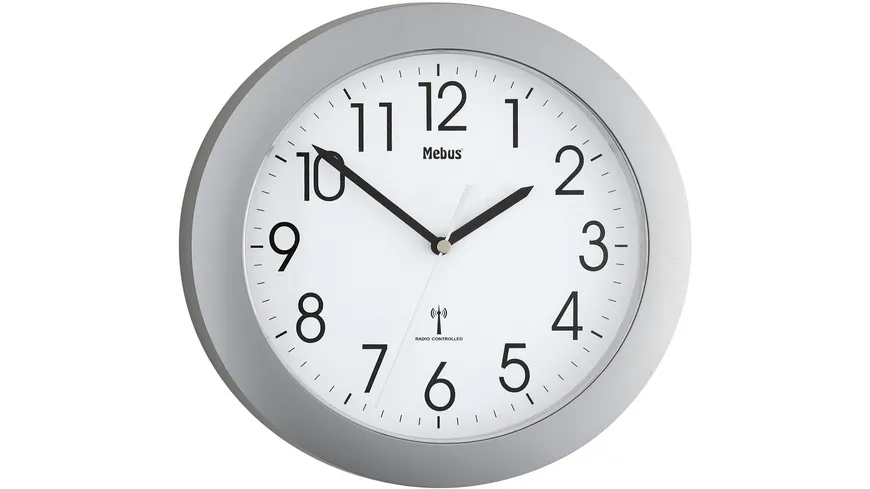 Mebus Funkwanduhr Ø 25 cm Silber