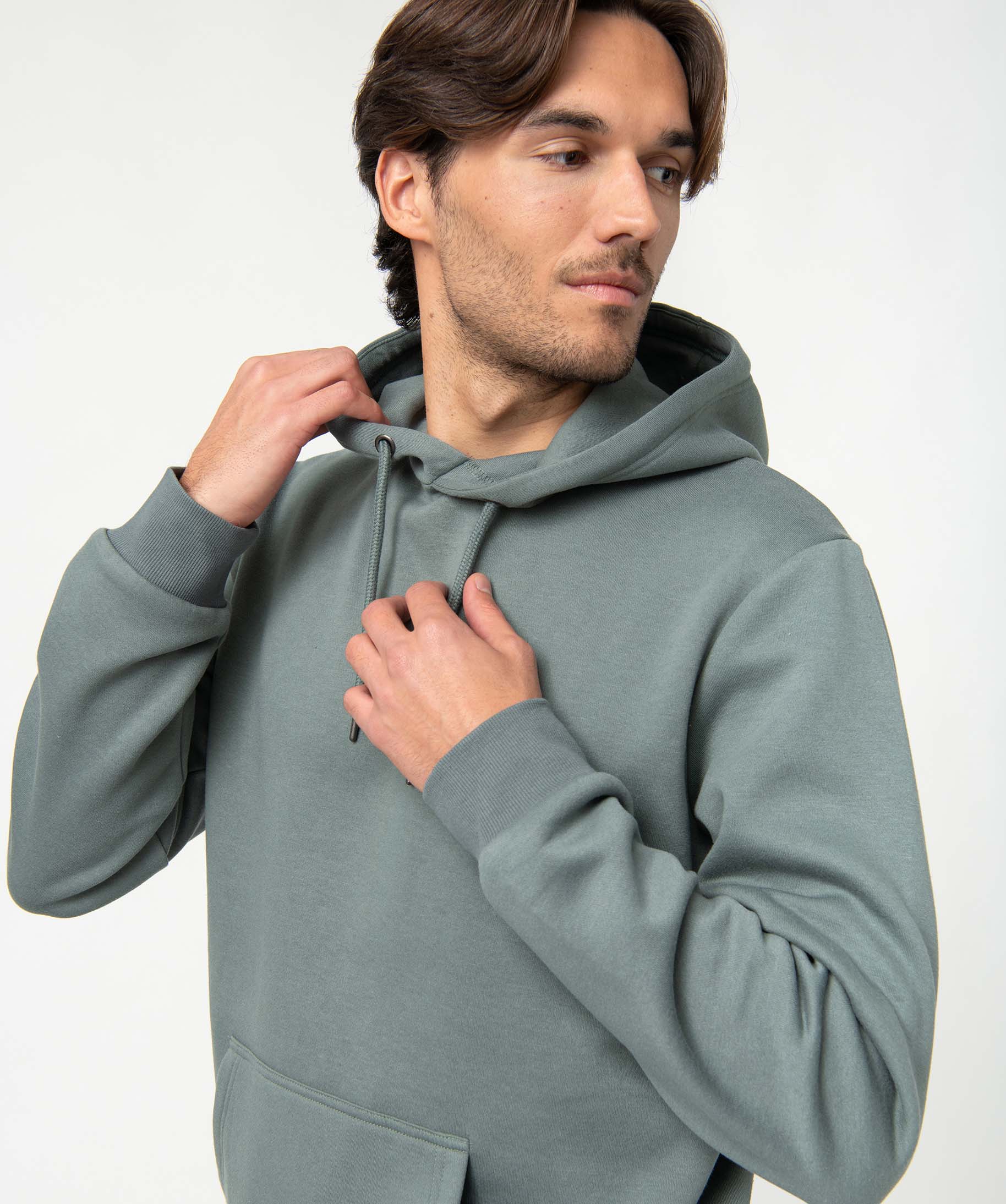 Sweat homme à capuche intérieur molletonné vert | GEMO