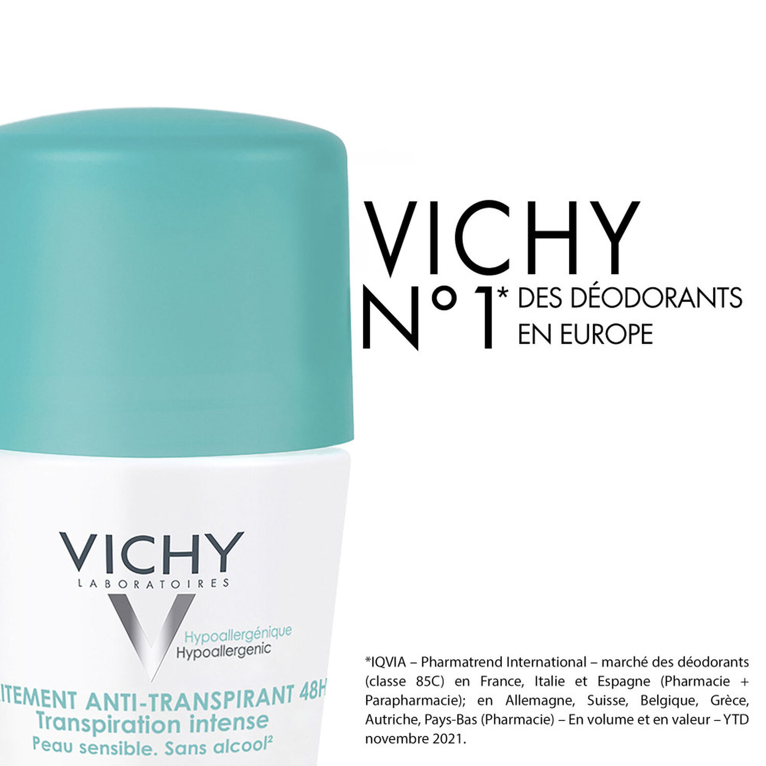 Vichy Déodorant 48h Roll-On Anti-Transpirant - Transpiration Intense 50 ml