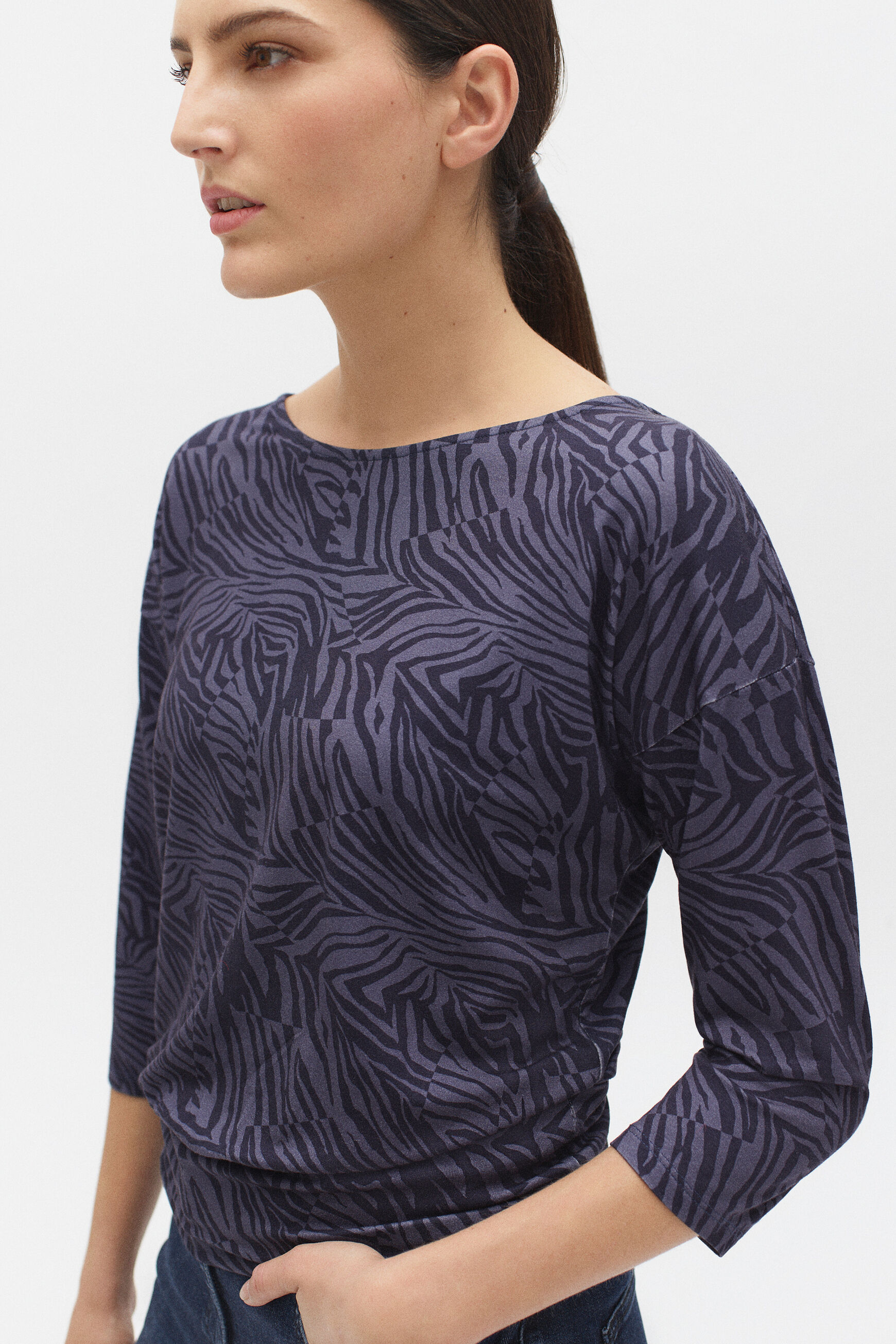 t-shirt jimmy zebre denim double stone femme