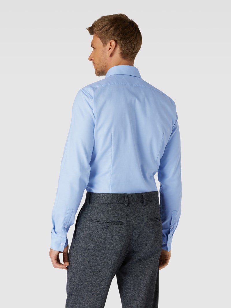 Slim Fit Business-Hemd in unifarbenem Design Modell 'Bari' in bleu