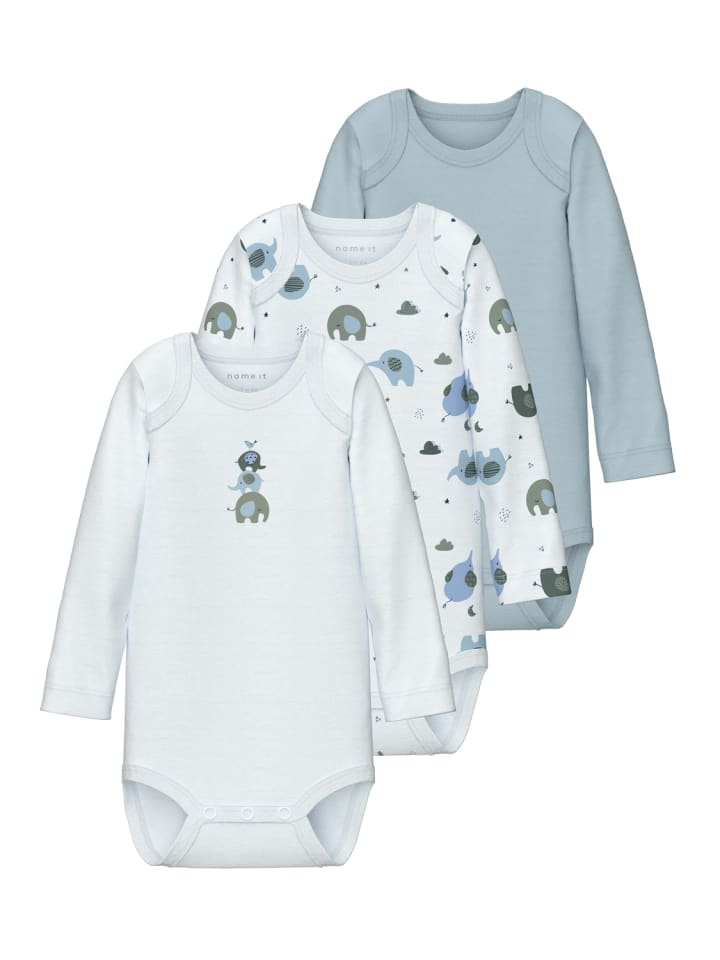 name it Baby Body langarm 3er Pack NBMBODY 3P LS in baby blue günstig kaufen