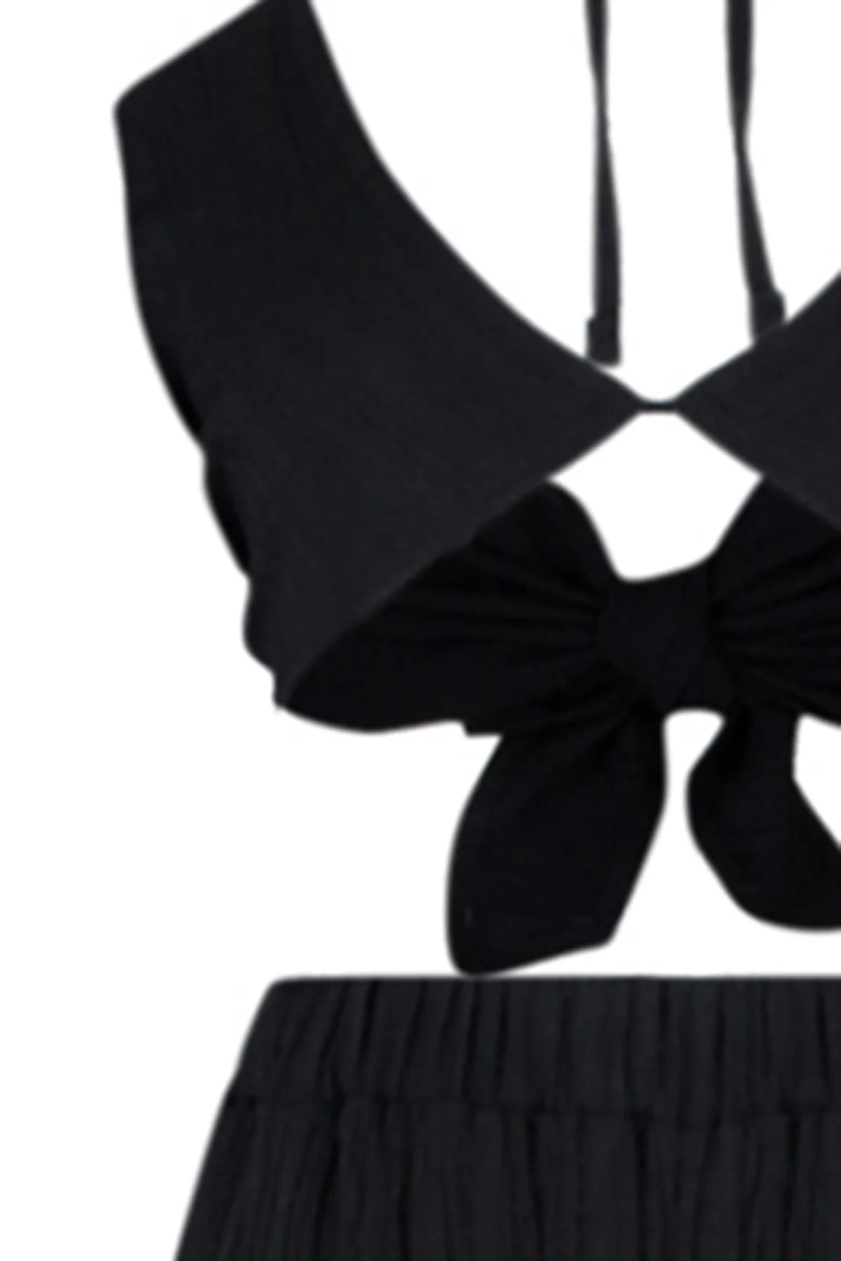 Trendyol Collection  Schwarz gewebtes Blusen- und Hosenset aus Leinenmischung TBESS24AU00030