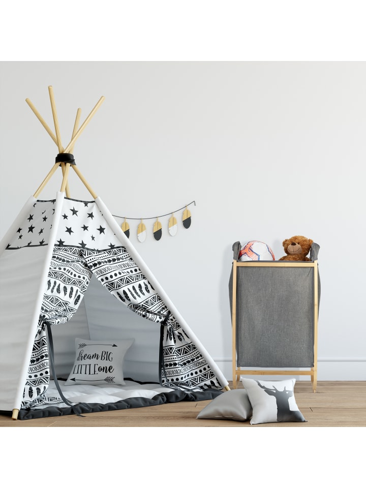 relaxdays Wäschekorb in Grau/ Natur - (B)44 x (H)80 x (T)43 cm günstig kaufen onesize