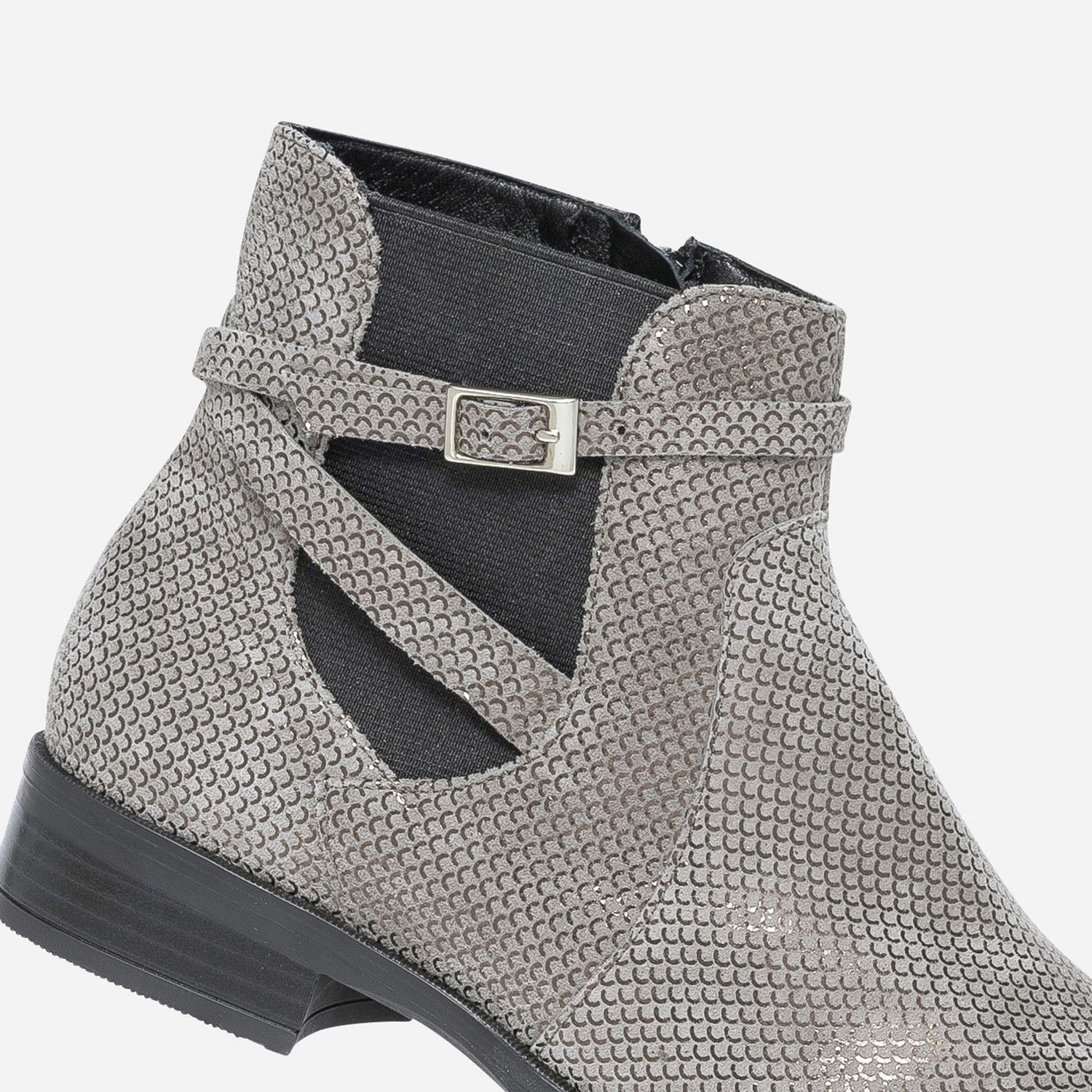 Chelsea boots ERAM FLEX gris cuir velours avec bride