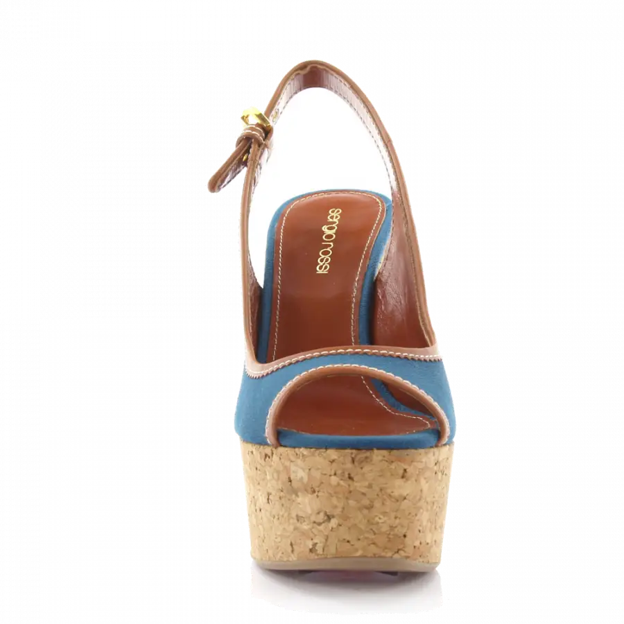 Sergio Rossi - Keilsandalen Plateau Riemchen Canvas blau - blau