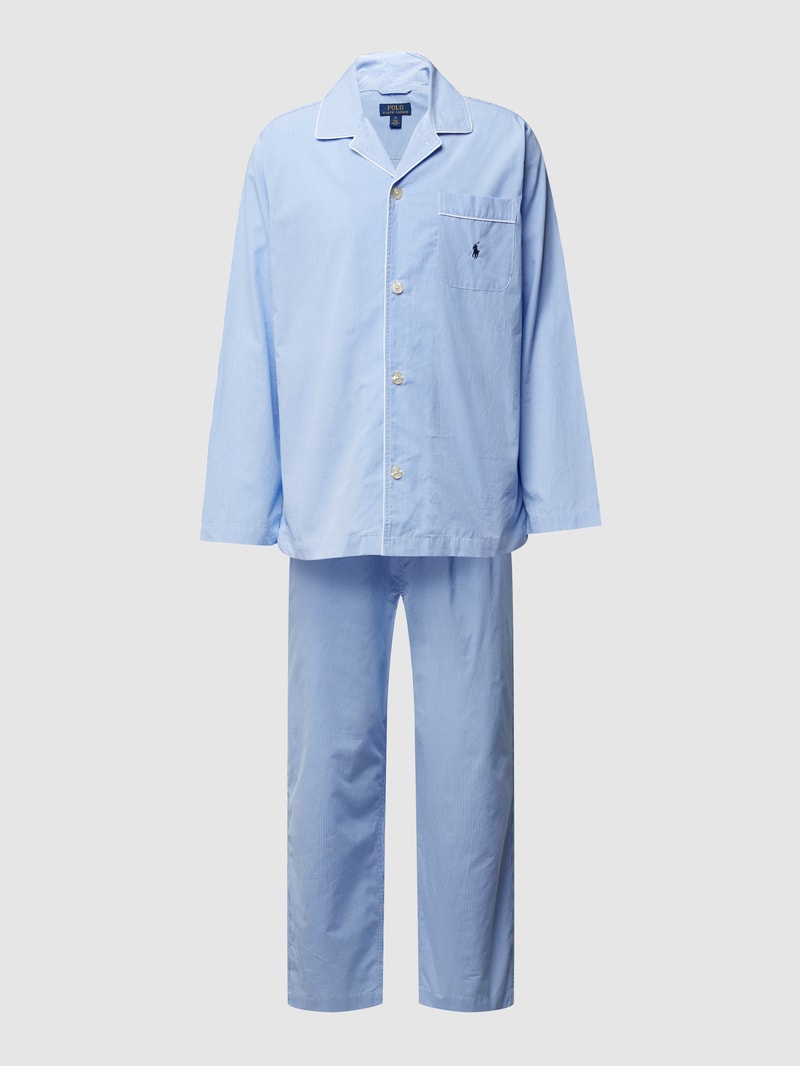 Pyjama aus Baumwolle mit Webmuster in hellblau