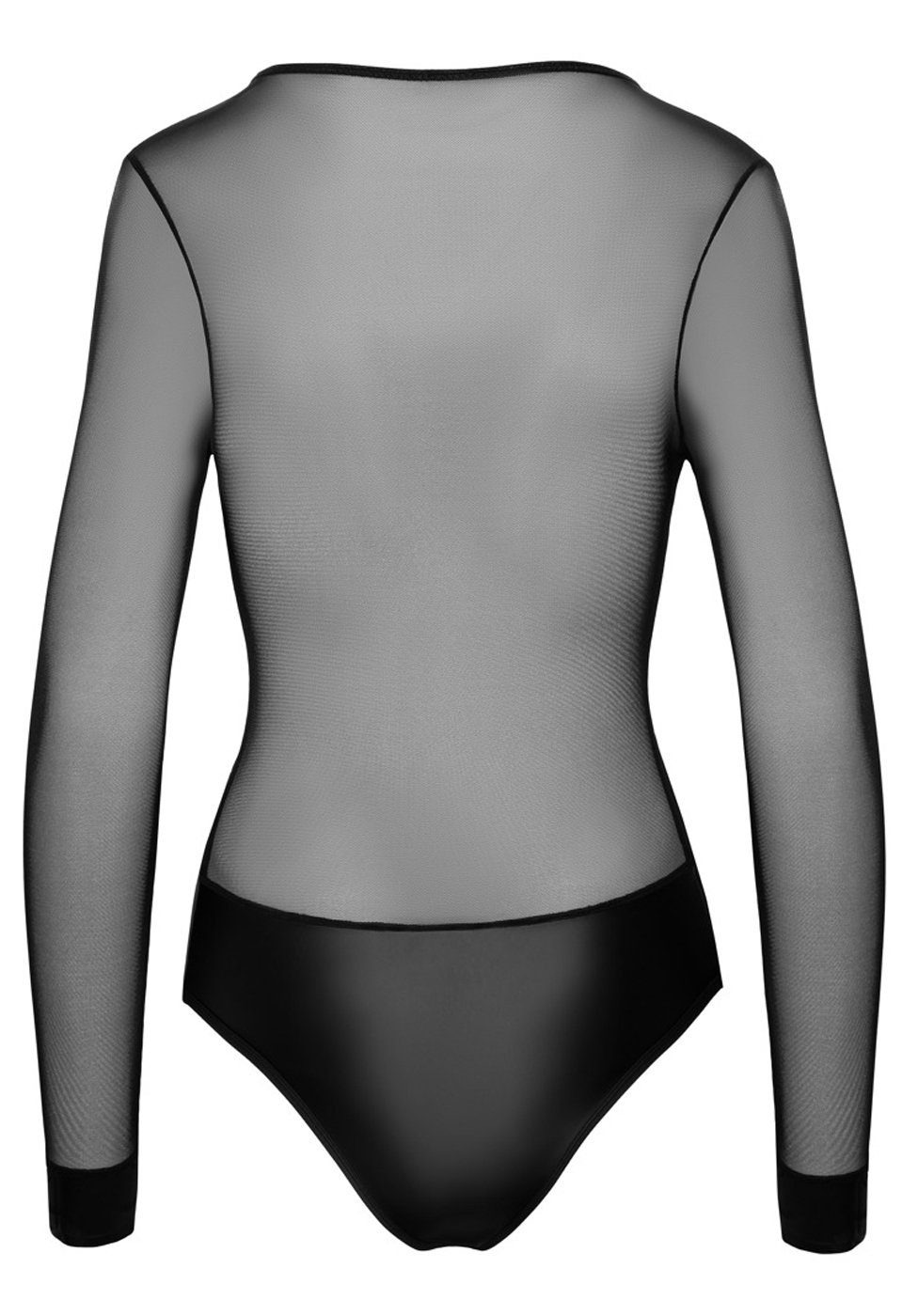 Cottelli Collection Body Transparenter Wetlook-Body mit Reißverschluss - schwarz