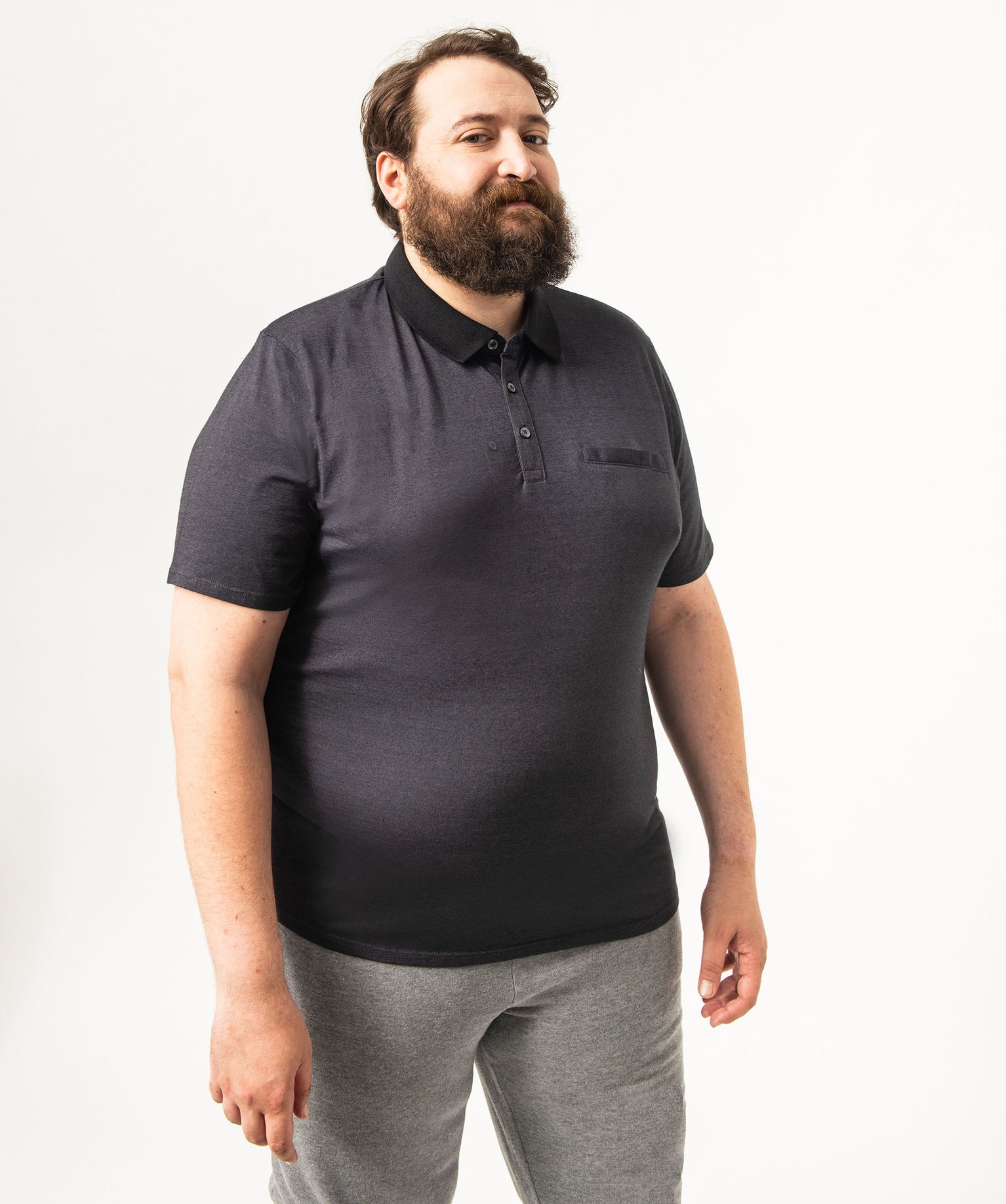 Polo homme à fines rayures et manches courtes noir | GEMO