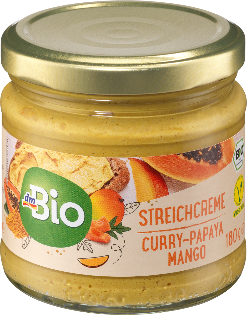 Brotaufstrich, Streichcreme Curry-Papaya Mango, 180 g