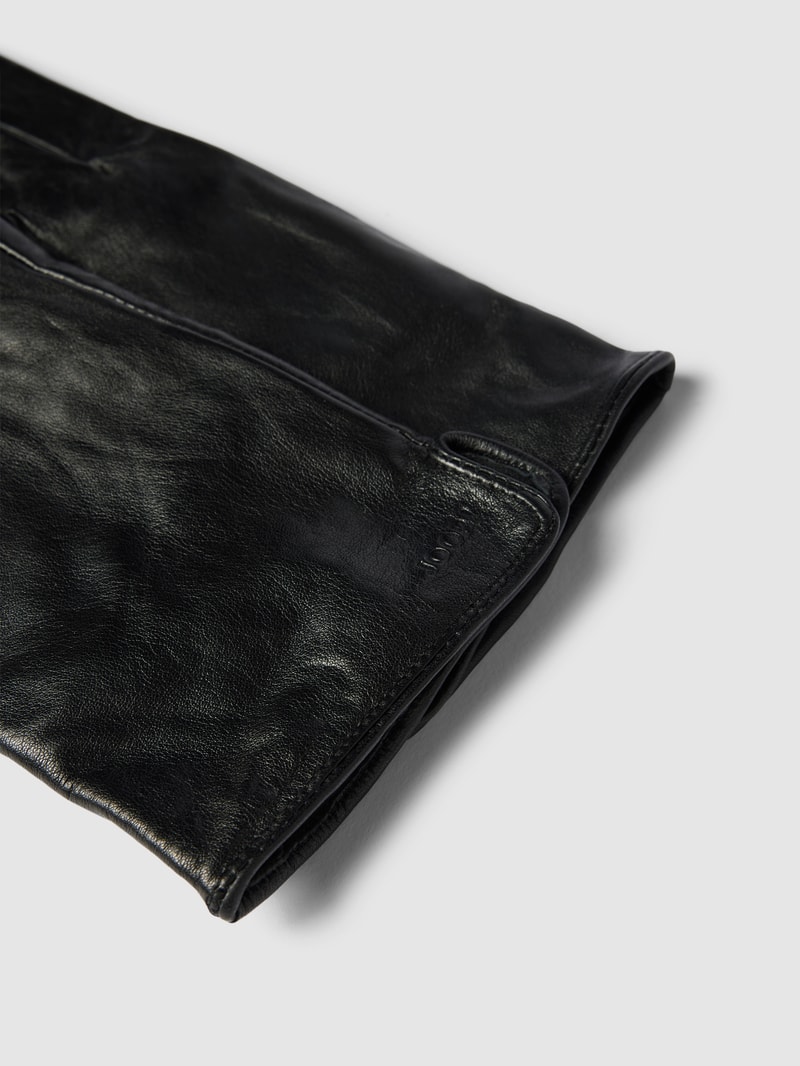 Handschuhe aus Leder mit Label-Prägung Modell 'KLASSIK' in schwarz
