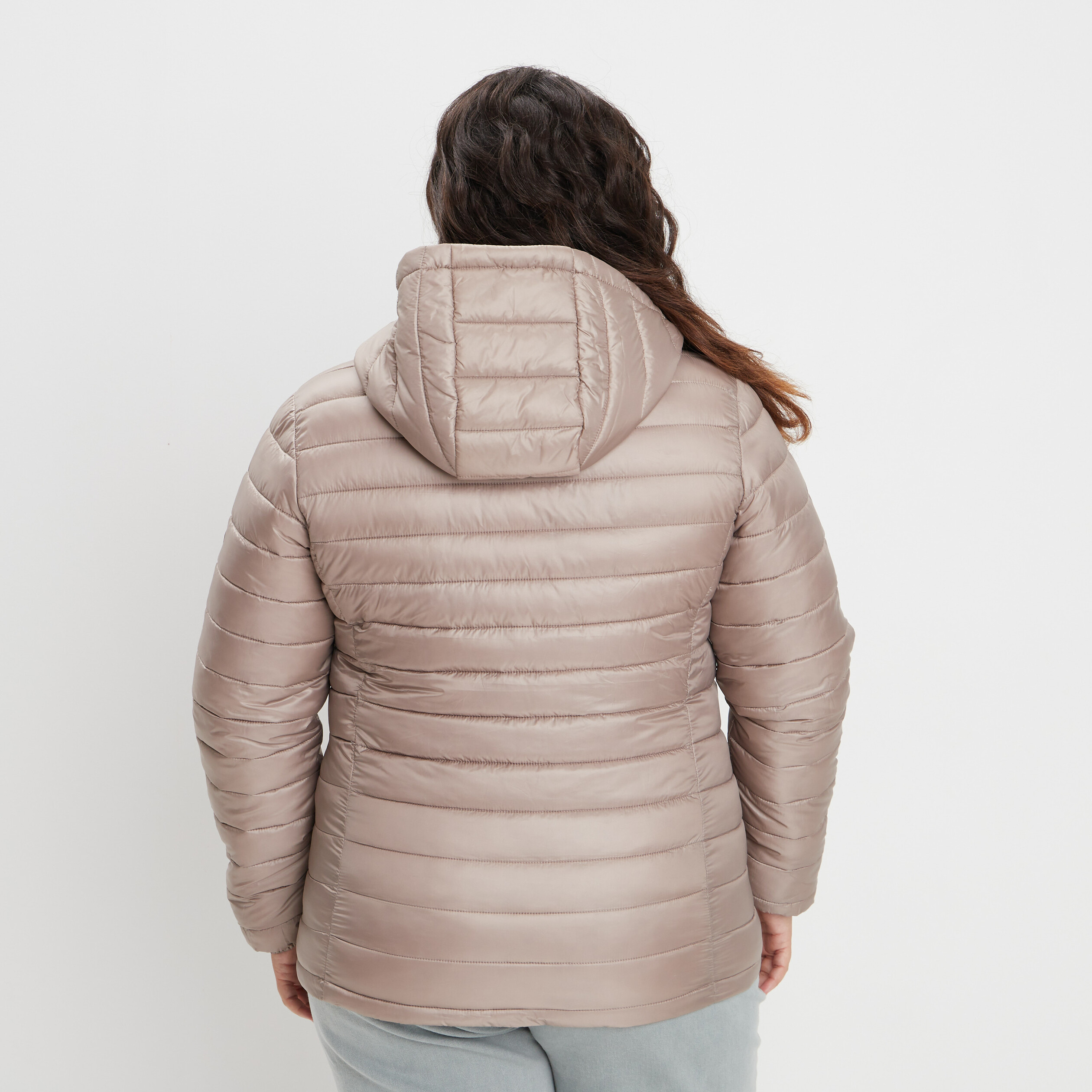 Doudoune légère droite à capuche sable femme grande taille | La Halle