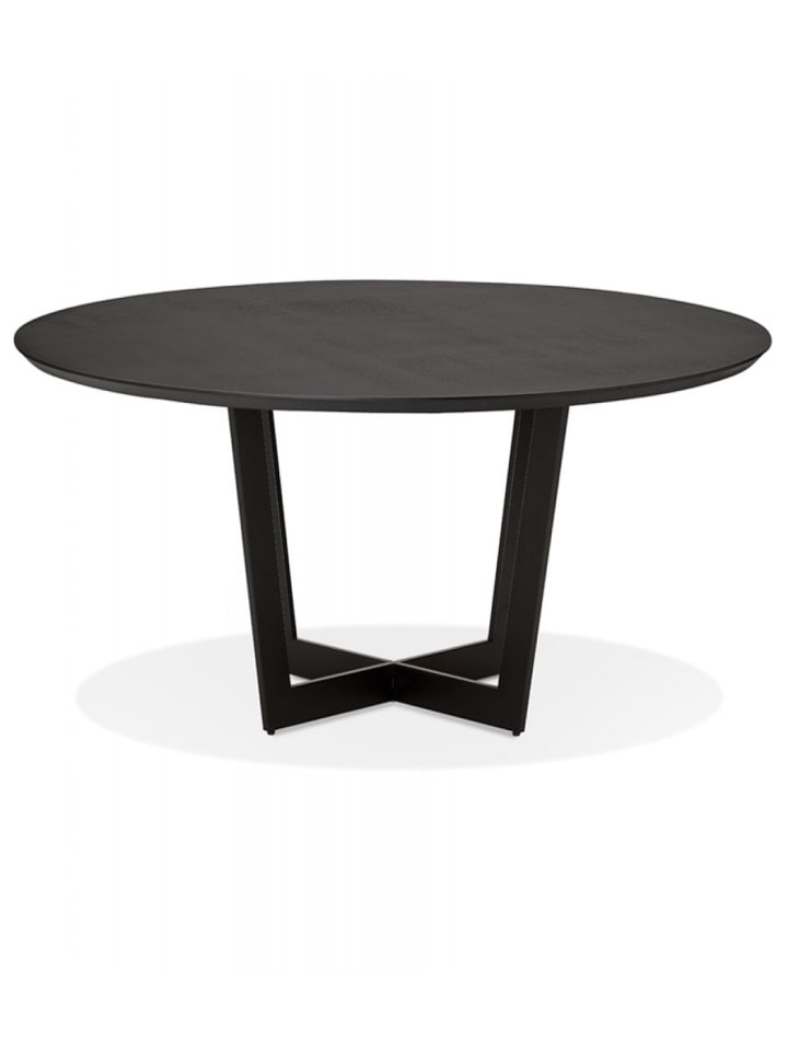 KADIMA DESIGN Runder Esstisch aus Eschenholz mit Metallbeinen | Modern in Schwarz günstig kaufen