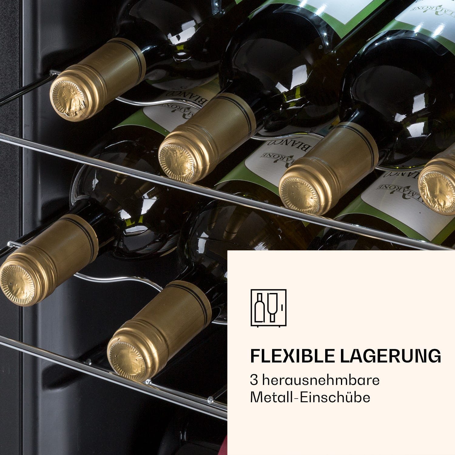 Klarstein Weinkühlschrank Ultimo 16 Uno, für 16 Standardflaschen á 0,75l,Wein Flaschenkühlschrank Weintemperierschrank Weinschrank Kühlschrank