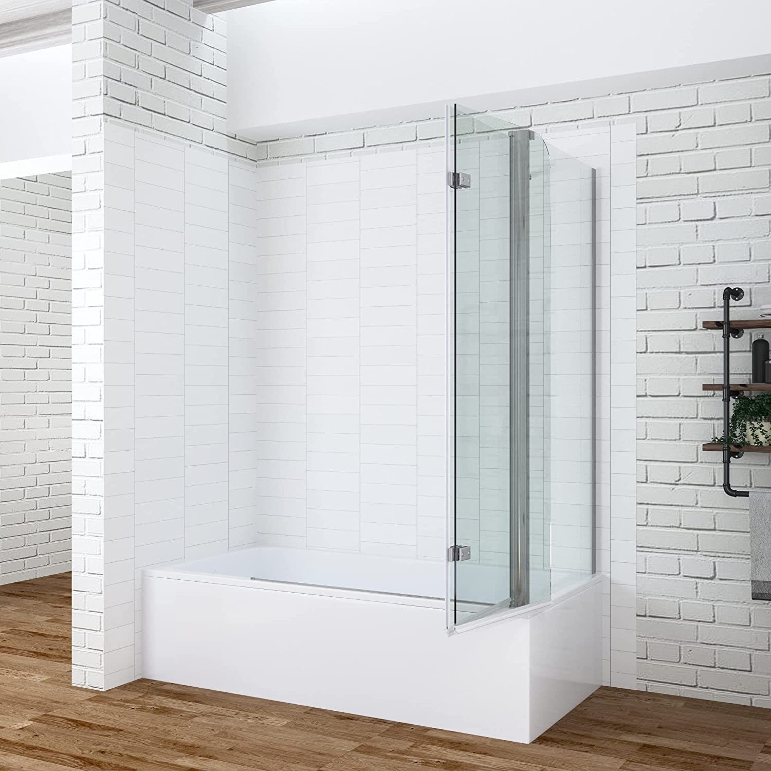 AQUALAVOS Badewannenfaltwand Badewannenaufsatz mit Seitenwand 5mm Nano Glas Duschwand für Badewanne, Einscheiben-Sicherheitsglas (ESG) mit Lotus-Effekt Nanobeschichtung, Falttür Breite: 100/120 cm, Seitenwand Breite: 70/75 cm, Höhe: 140 cm