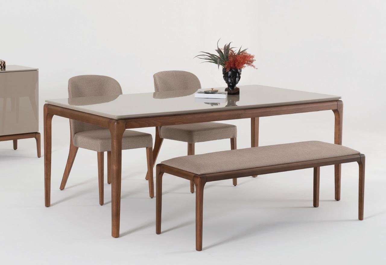 JVmoebel Esszimmer-Set Esszimmer Set Essgruppe Tisch 4x Stühle Bank Anrichte Spiegel 8tlg Set, (8-St)