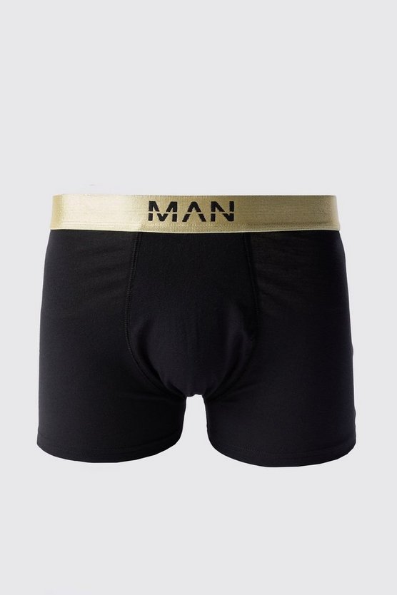 Schwarze Man-Dash Boxershorts mit Gold-Bund