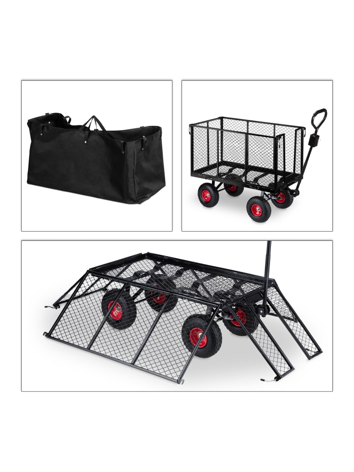 relaxdays Handwagen in Schwarz günstig kaufen onesize