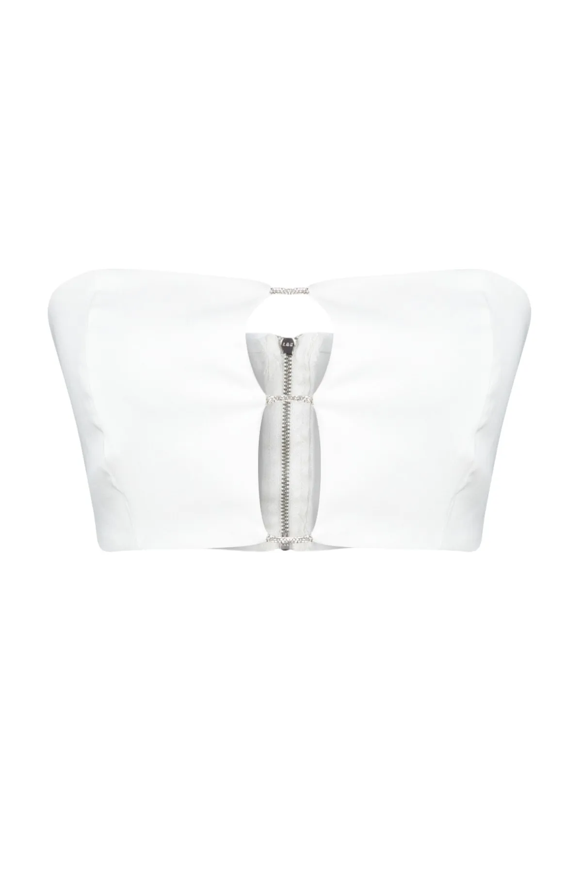 Trendyol Collection  Ecrufarbenes, bauchfreies, gefüttertes, gewebtes, glänzendes Stein-Bustier mit Fenster/Ausschnitt und detailliertem Ausschnitt TPRSS23BS00026