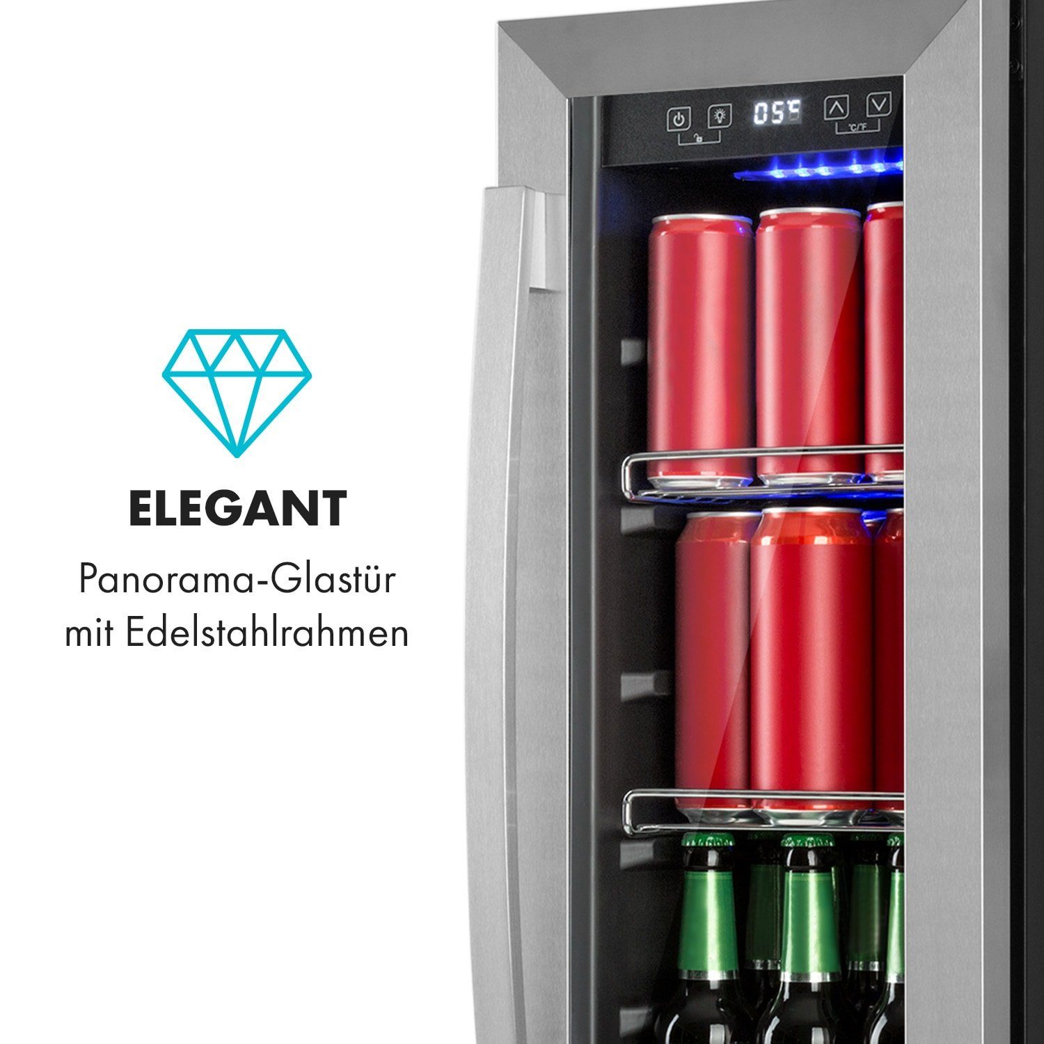 Klarstein Getränkekühlschrank TK15-Beerlager-56 10034269, 82 cm hoch, 29.5 cm breit, Bierkühlschrank Getränkekühlschrank Flaschenkühlschrank mit Glastür