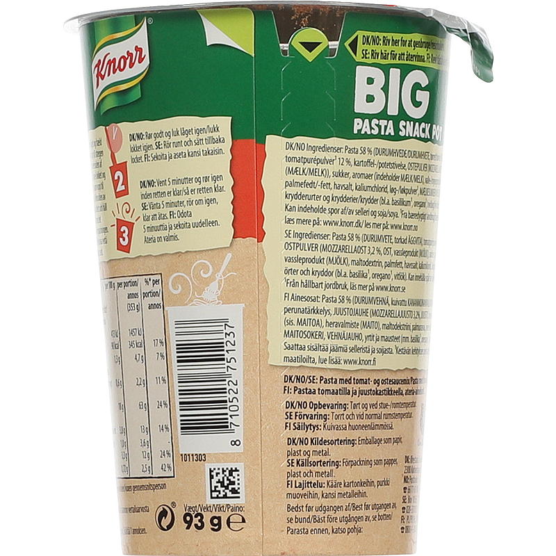 Knorr Tomat & mozzarella big snack pot 93 g Knorr