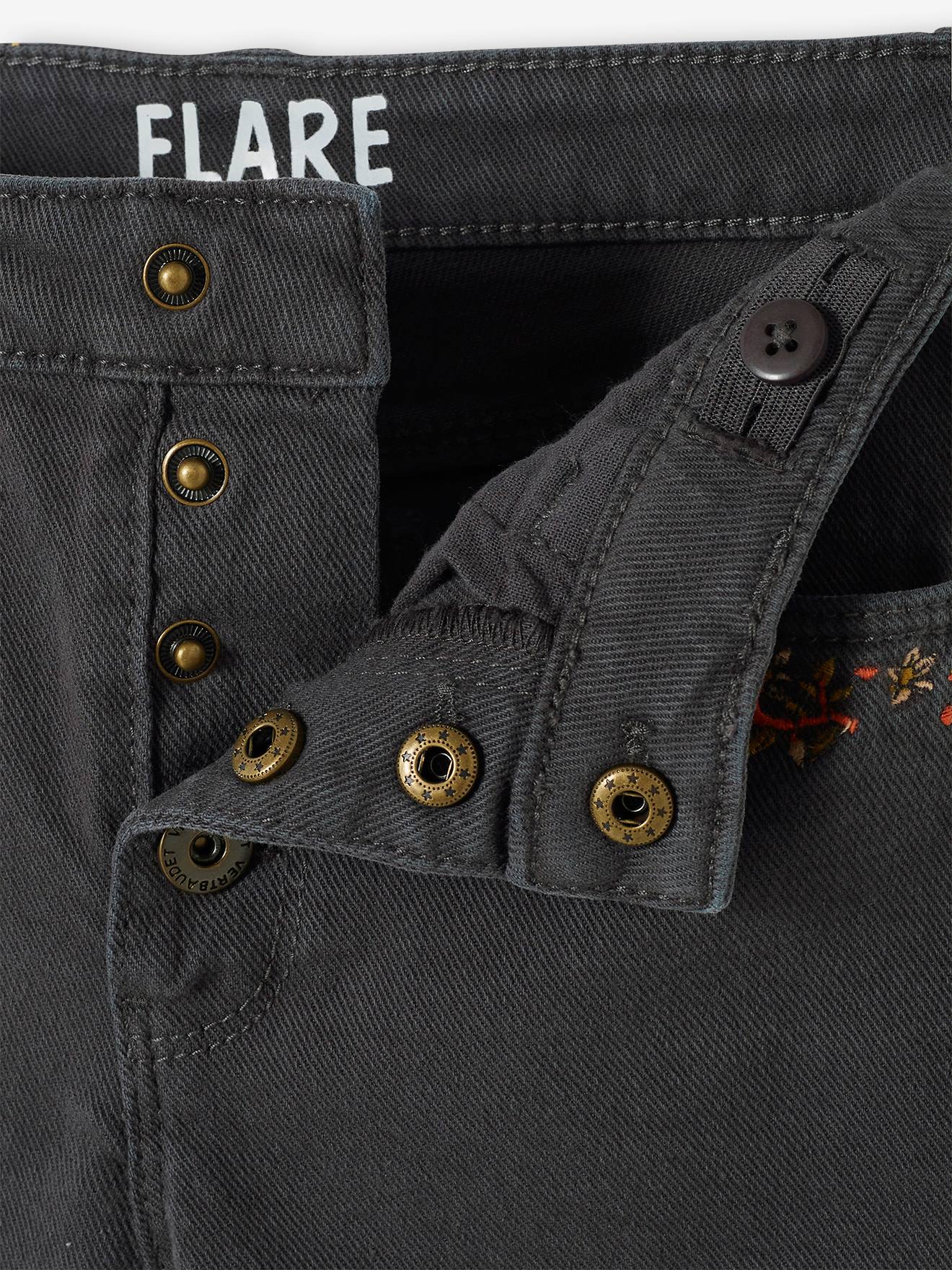 Vertbaudet Mädchen Flared-Jeans mit Stickereien - schwarz