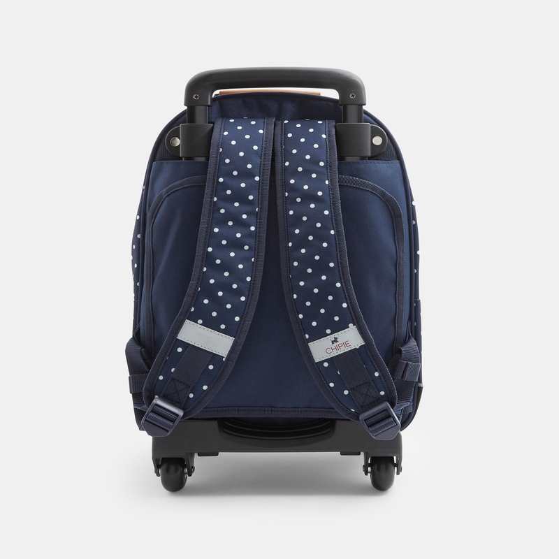 Sac à dos à roulettes avec porte-clés impression pois