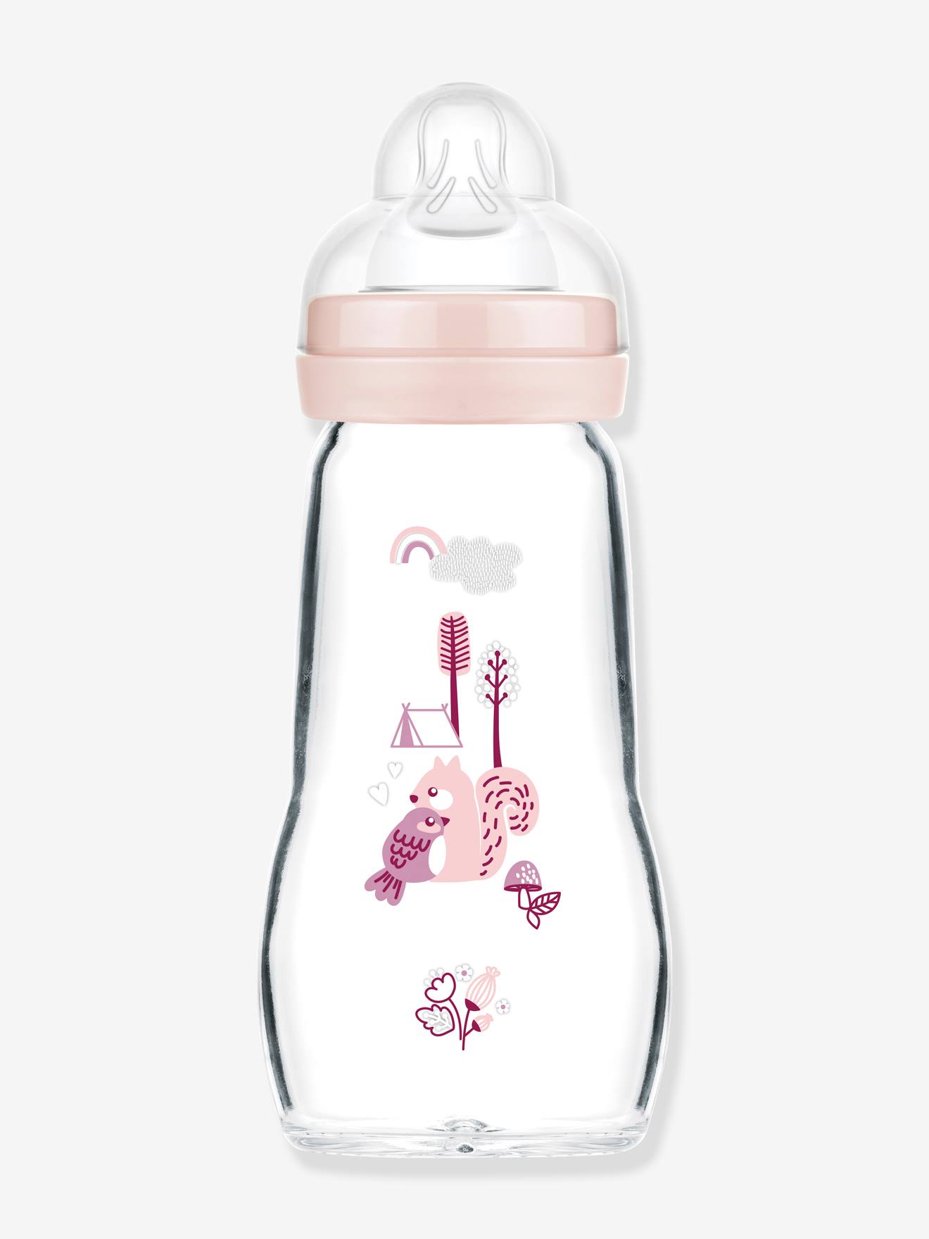 Biberon verre 260 ml MAM Feel Good débit 2 beige