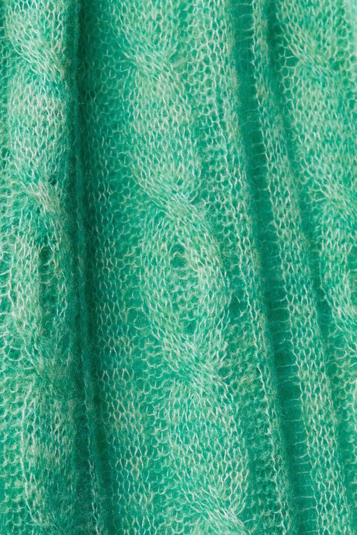 Offener Zopfstrickpullover mit Wolle