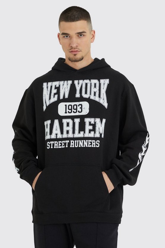 Tall Oversize Hoodie mit Flammen-Print