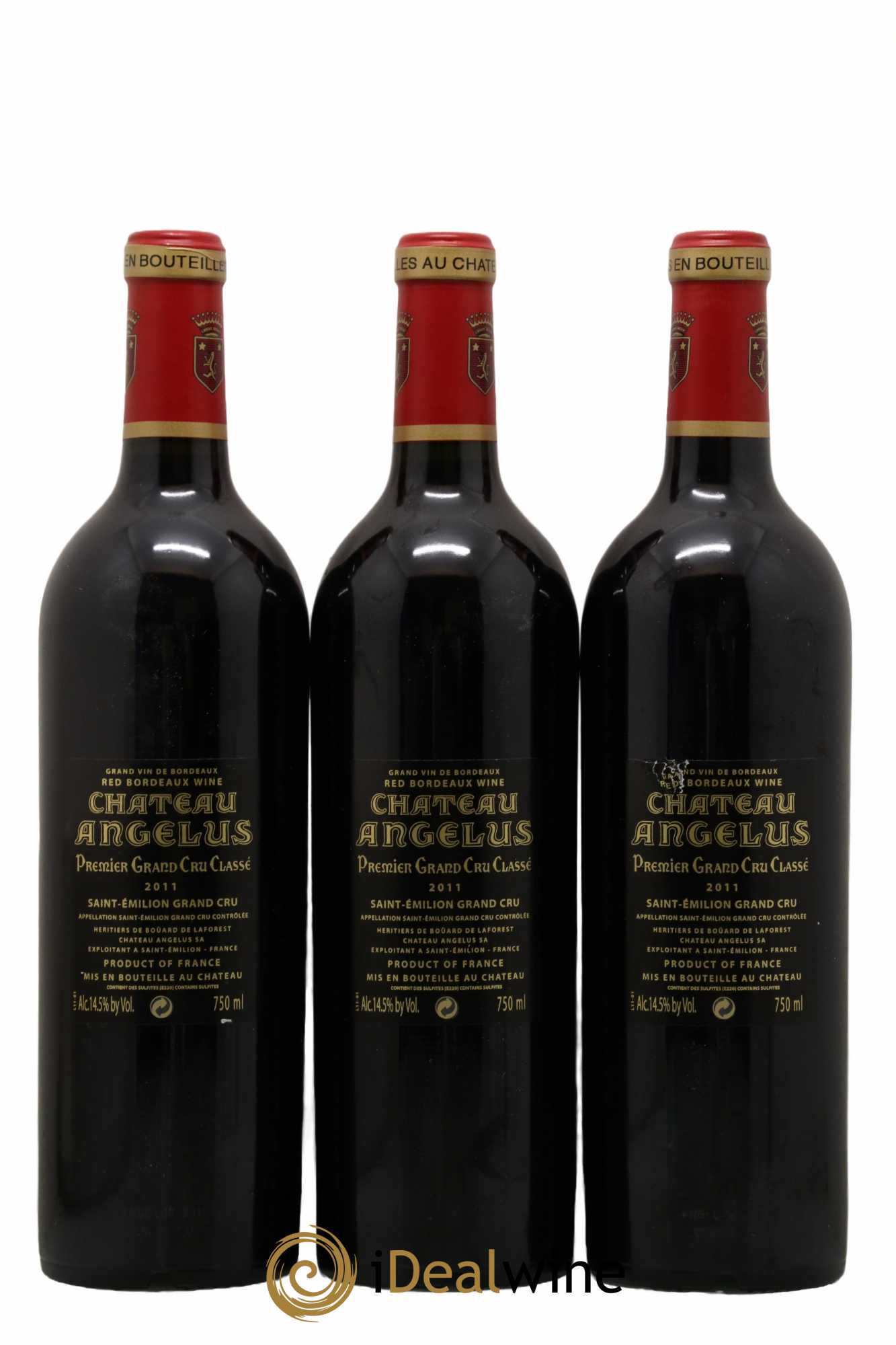 Château Angélus 1er Grand Cru Classé A  2011 - Lot de 3 Bouteilles