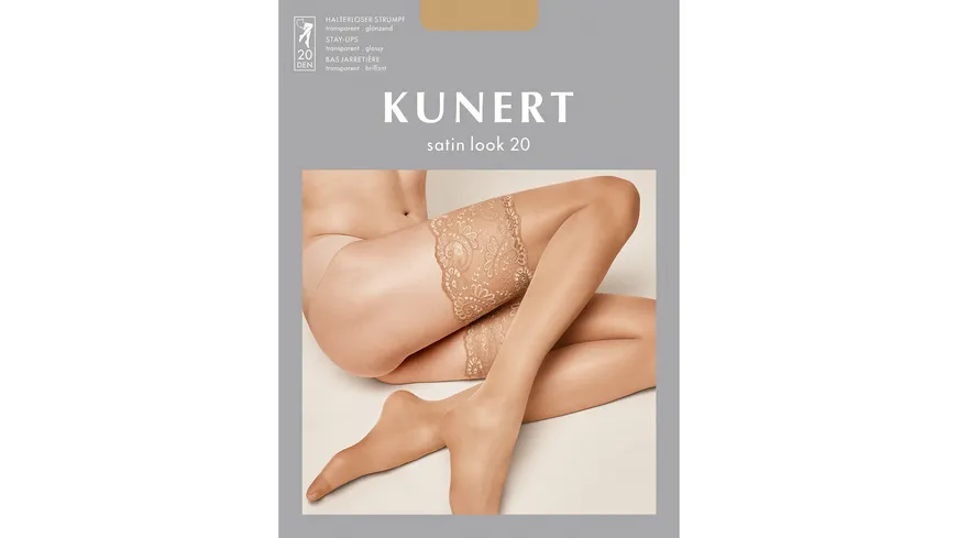 KUNERT Damen Halterlose Strümpfe Satin Look 20 DEN black