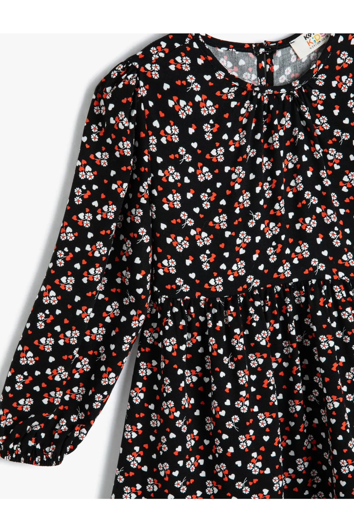 Koton  Kleid mit Blumenmuster, langen Ärmeln, Rundhalsausschnitt und elastischen Bündchen