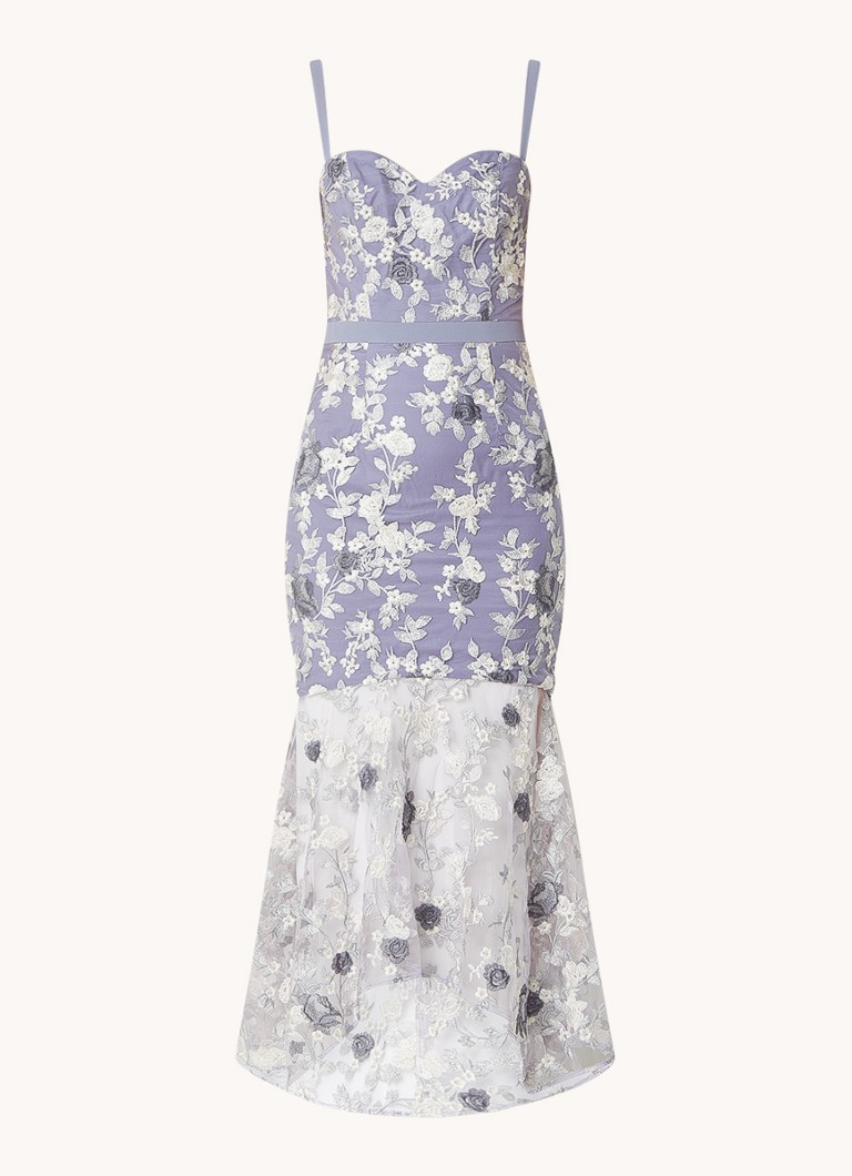 Poloprůhledné krajkové midi šaty Chi Chi London Peplum