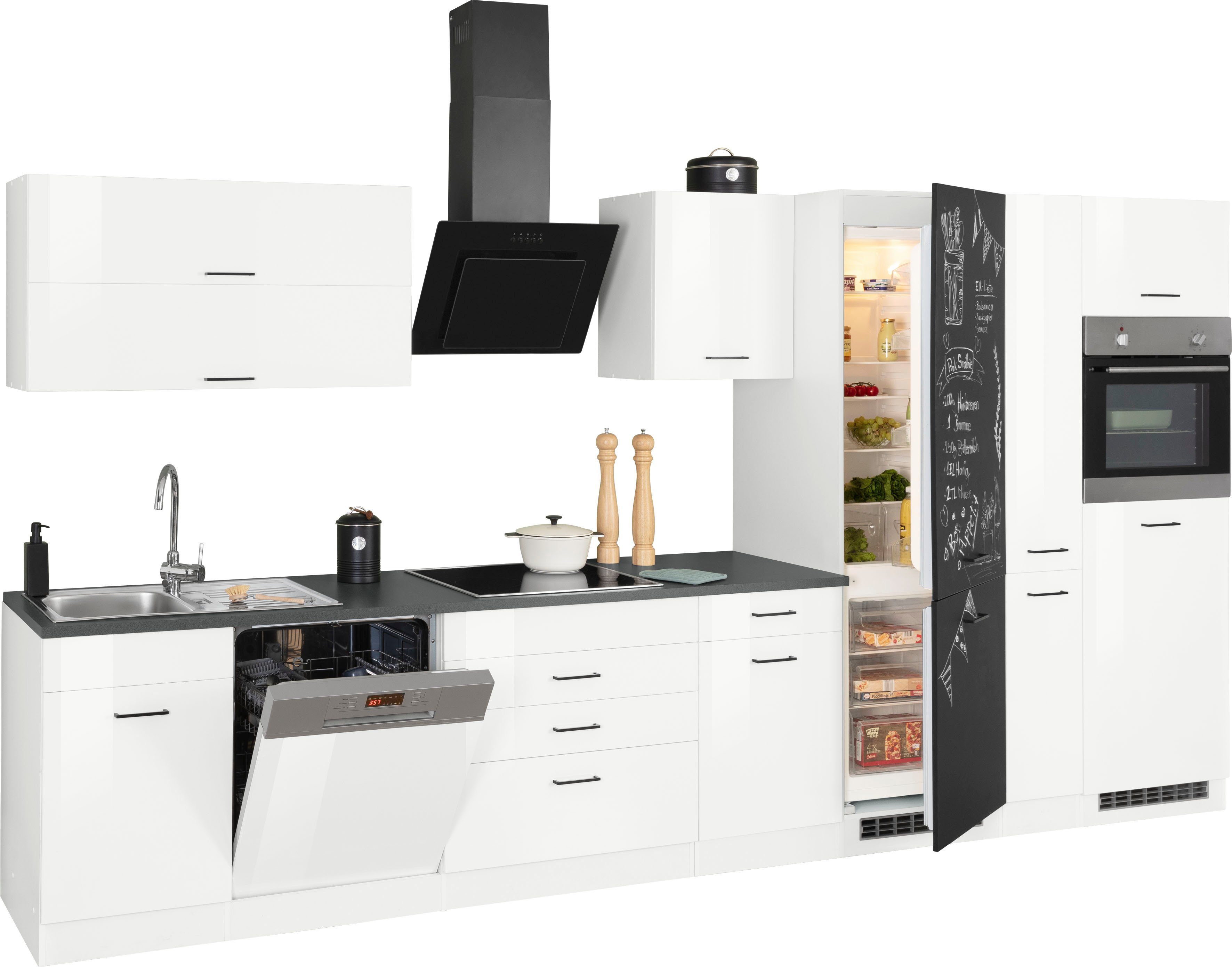 HELD MÖBEL Küchenzeile Trier, mit E-Geräten, Breite 390 cm