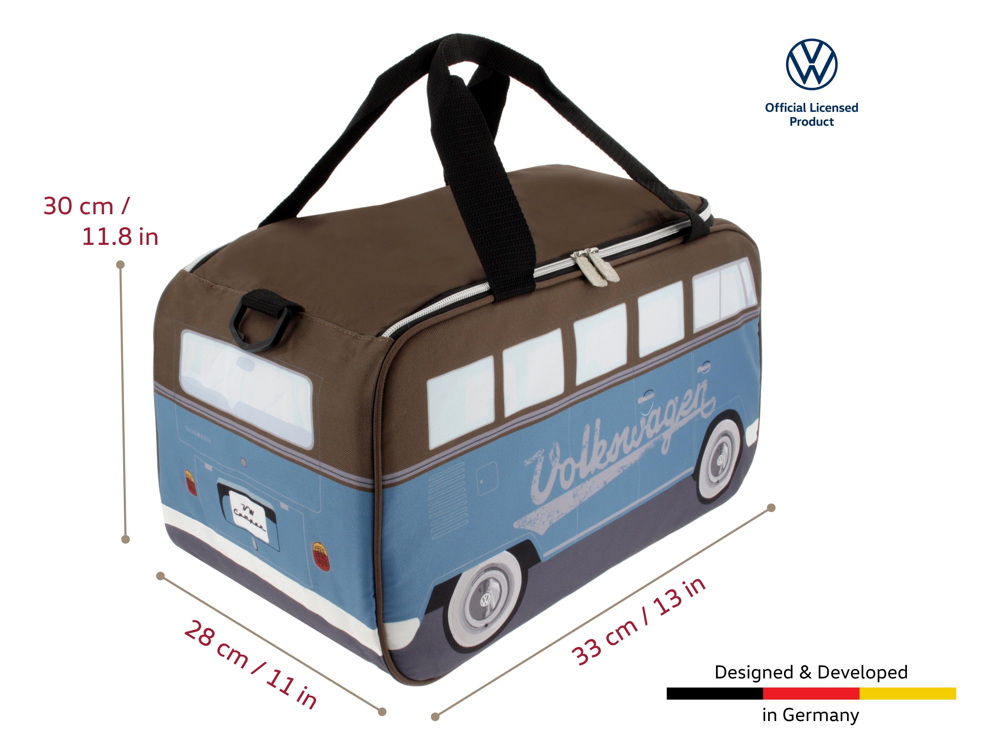 VW Collection by BRISA Kühltasche Volkswagen Thermotasche im T1 Bulli Bus Design, isolierte Picknick-Tasche, 25L