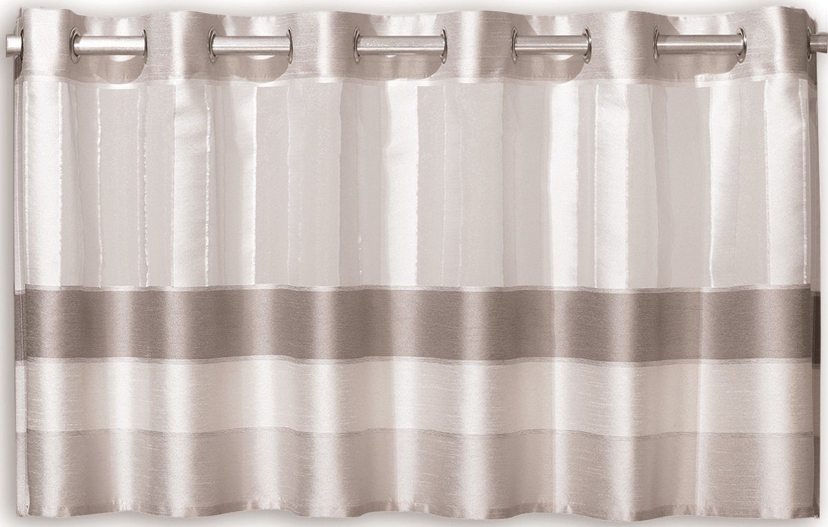 Scheibengardine Scheibengardine Ösengardine Bistrogardine Küchengardine 2221 Natur Grau Beige 50x140 cm, EXPERIENCE, Ösen (1 St), halbtransparent, Scherli, Organza, mit 12 Ösen