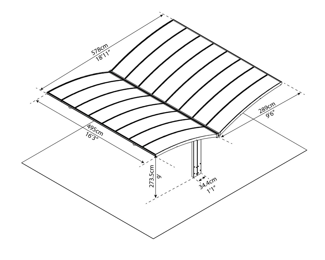 Canopia by Palram Carport Arizona Wave  495 x 578 cm Anthrazit - Wings & Arch