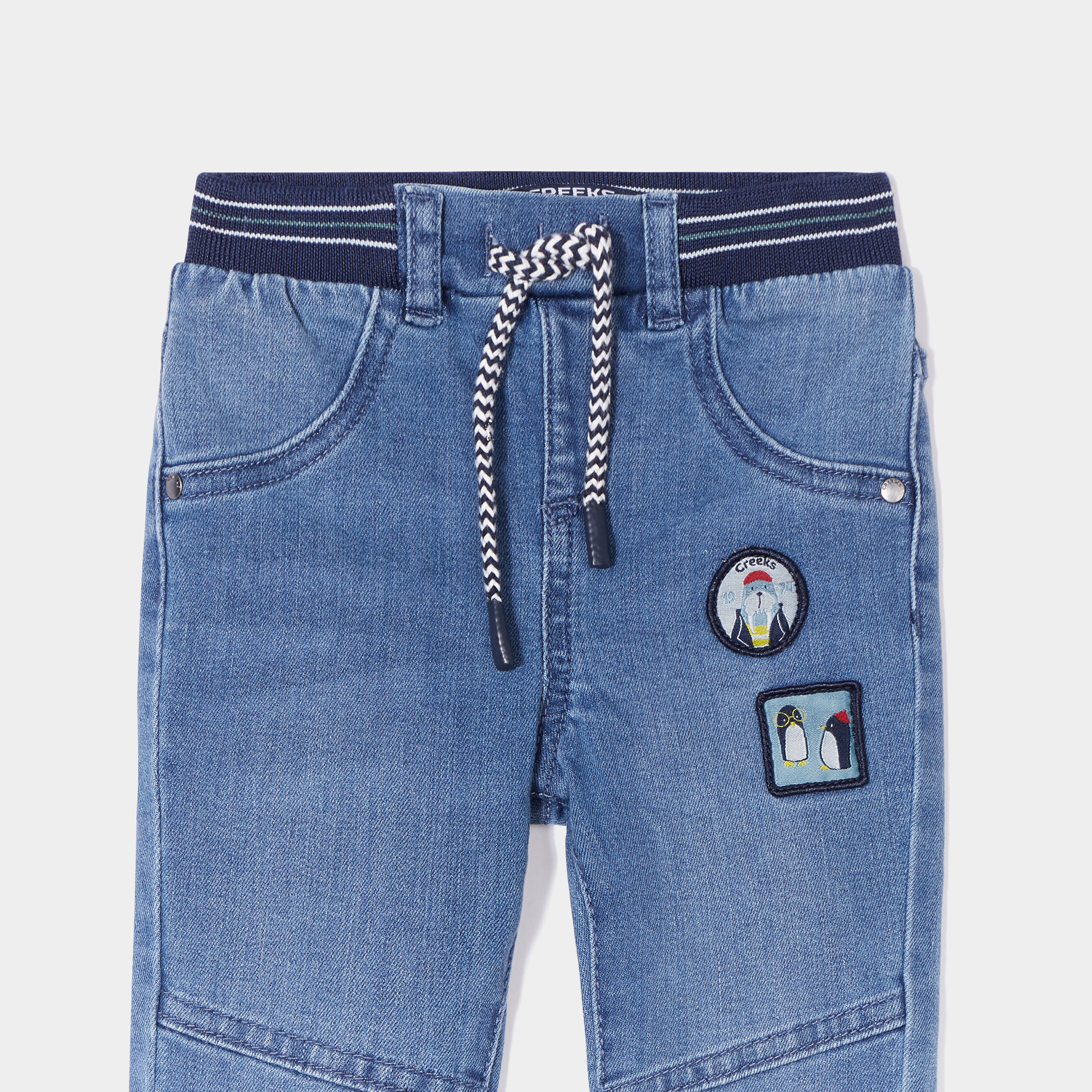 Jeans regular avec patchs Creeks denim double stone bébé garçon | La Halle