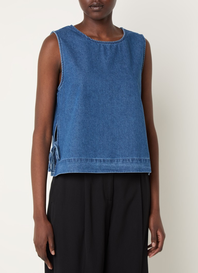Top in chambray Neo Noir Svetlana con dettaglio a fiocco