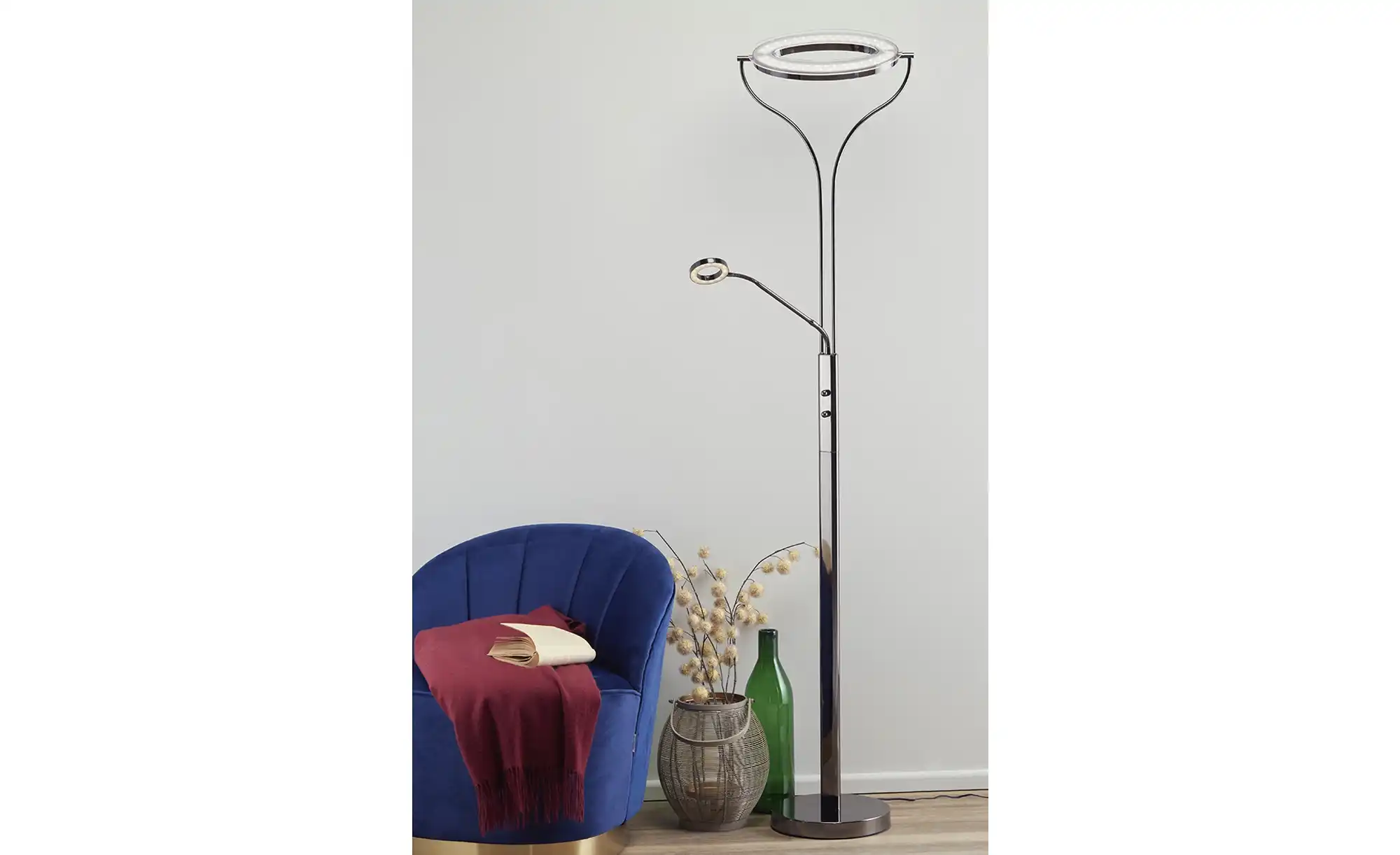 Meisterleuchten LED-Deckenfluter, 2-flammig, schwarz/chrom