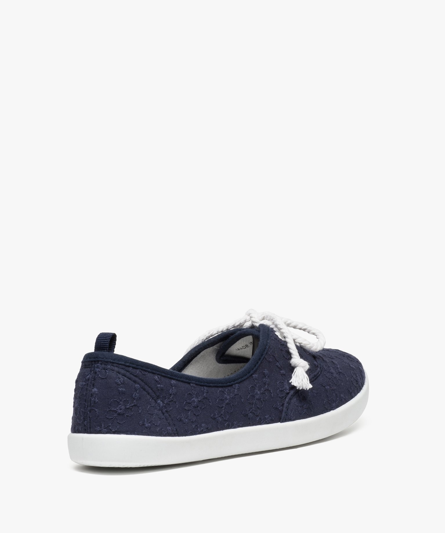 Baskets femme fines en toile avec lacets cordelette marine | GEMO