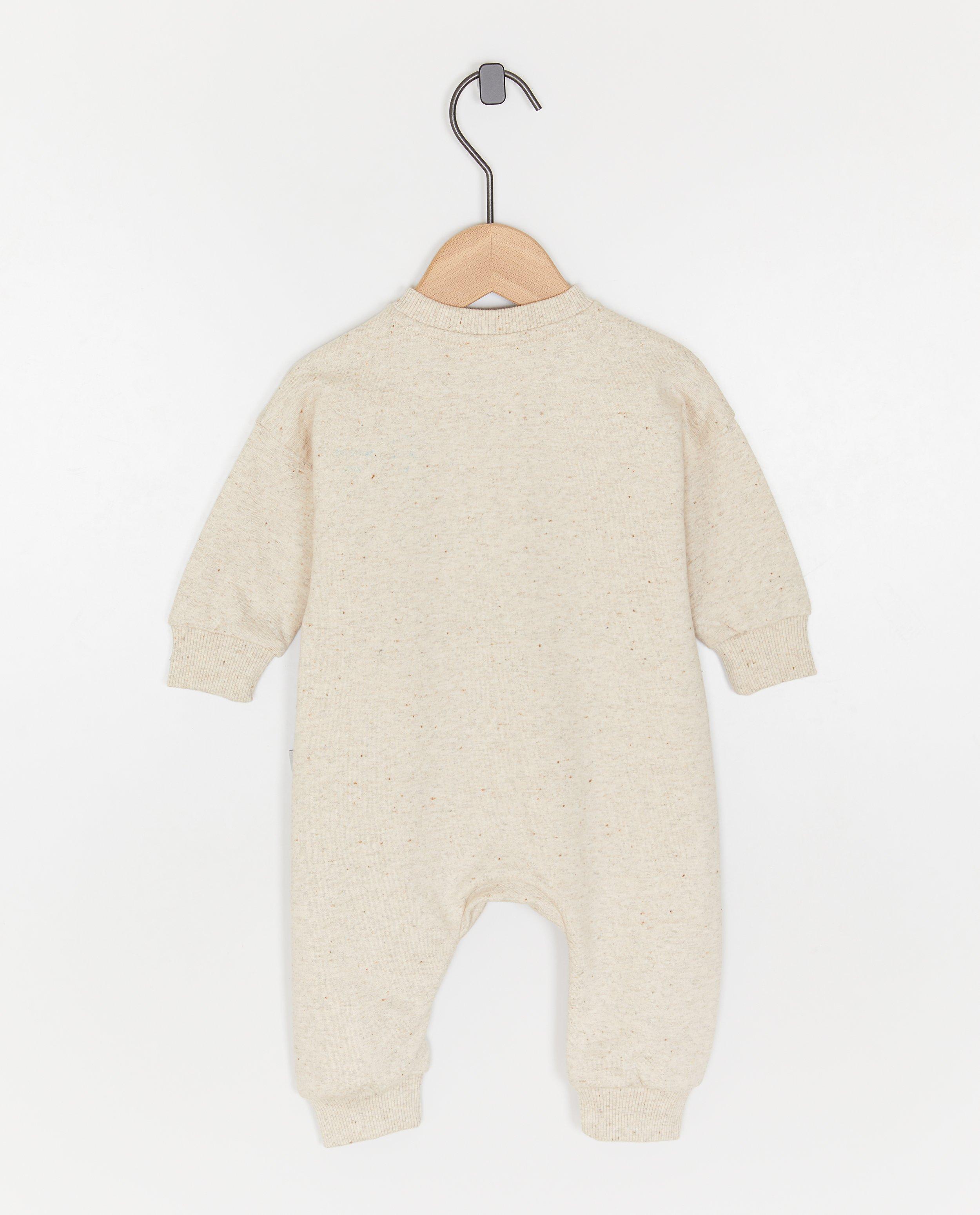 Nyfödd 50-68 Romper med broderad smiley ljusbeige