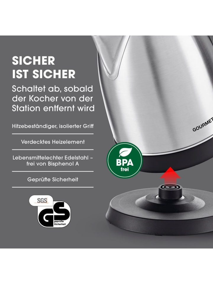 Gourmetmaxx GOURMETmaxx Wasserkocher - 1,8l - Edelstahl günstig kaufen onesize