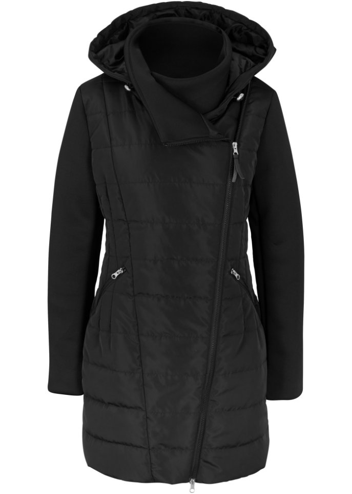 Jacke mit breitem Kragen und Kapuze