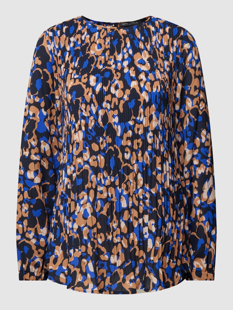 Bluse mit Plisseefalten in royalblau