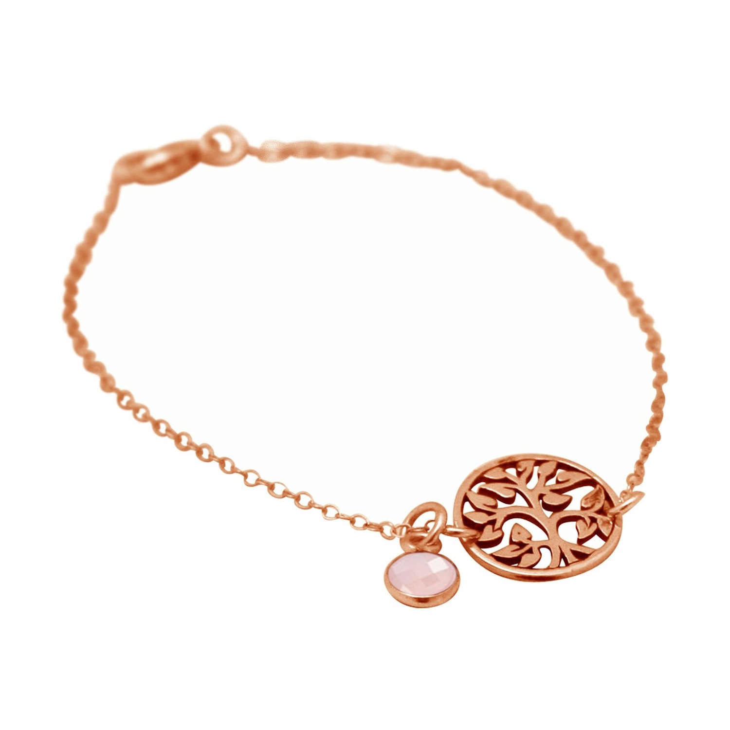 Armband 'YOGA Lebensbaum und Rosenquarz'